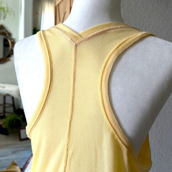 NWOT Free People Movement Tank Yellow Ribbed L Very Varsity Exercise Lounge - Picture 10 of 16